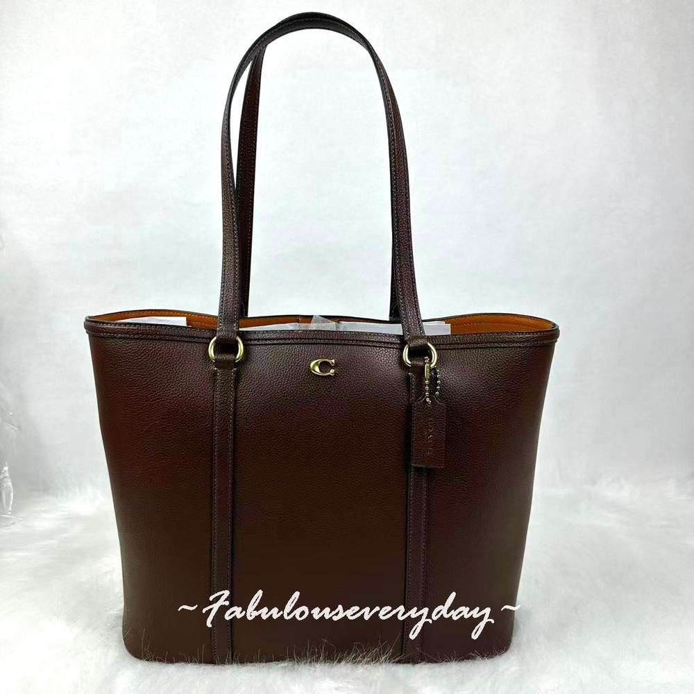 Coach Legacy Tote Bag Shoulder Bag In Leather/Brass/Maple Brown CU056 NWT